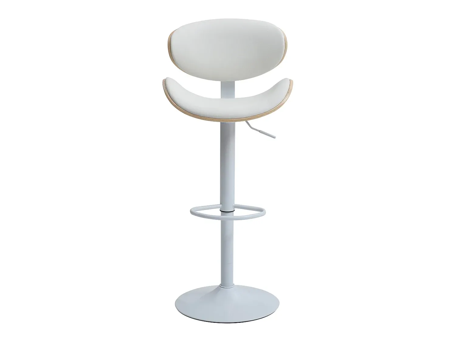 New Vente-unique Conjunto de 2 bancos altos pele sintética, altura regulável, natural e branco - MONTENEGRO Natural claro / Branco