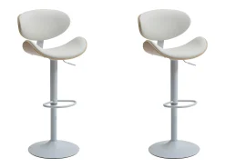 New Vente-unique Conjunto de 2 bancos altos pele sintética, altura regulável, natural e branco - MONTENEGRO Natural claro / Branco