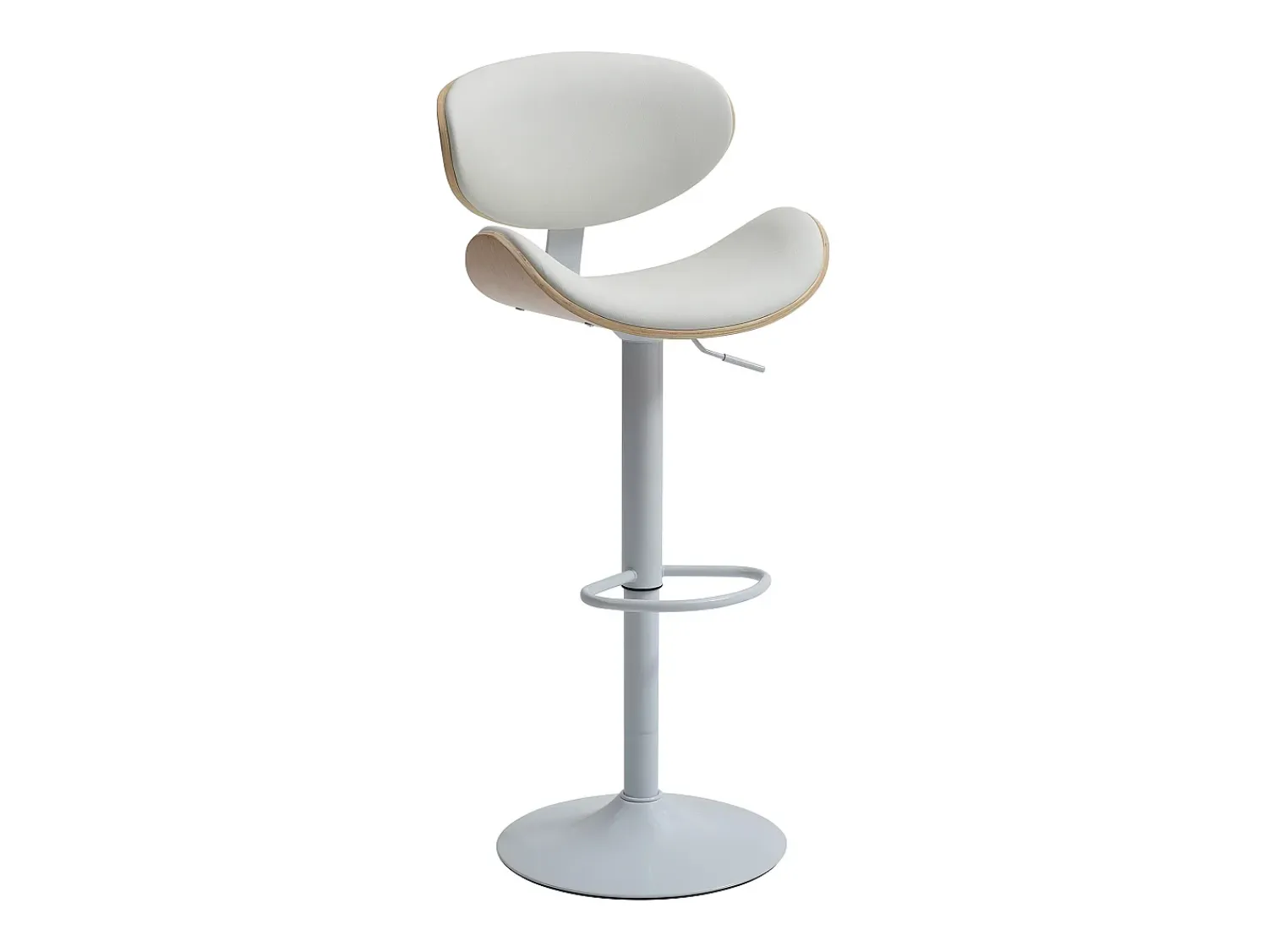 New Vente-unique Conjunto de 2 bancos altos pele sintética, altura regulável, natural e branco - MONTENEGRO Natural claro / Branco