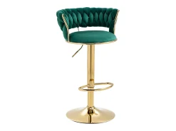 Banco*Merax Conjunto de 2 bancos altos giratórios 360° - 54 x 46 x 78/97 - altura ajustável com encosto - veludo - Verde