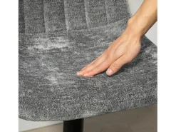 Conjunto de 2 bancos altos, reguláveis em altura e giratórios, estofados com encosto, efeito chenille, apoio para os pés, cinza escuro^ Banco