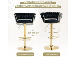 Merax Conjunto de 2 bancos altos giratórios 360° - 54 x 46 x 78/97 - altura ajustável com encosto - veludo -^ Banco