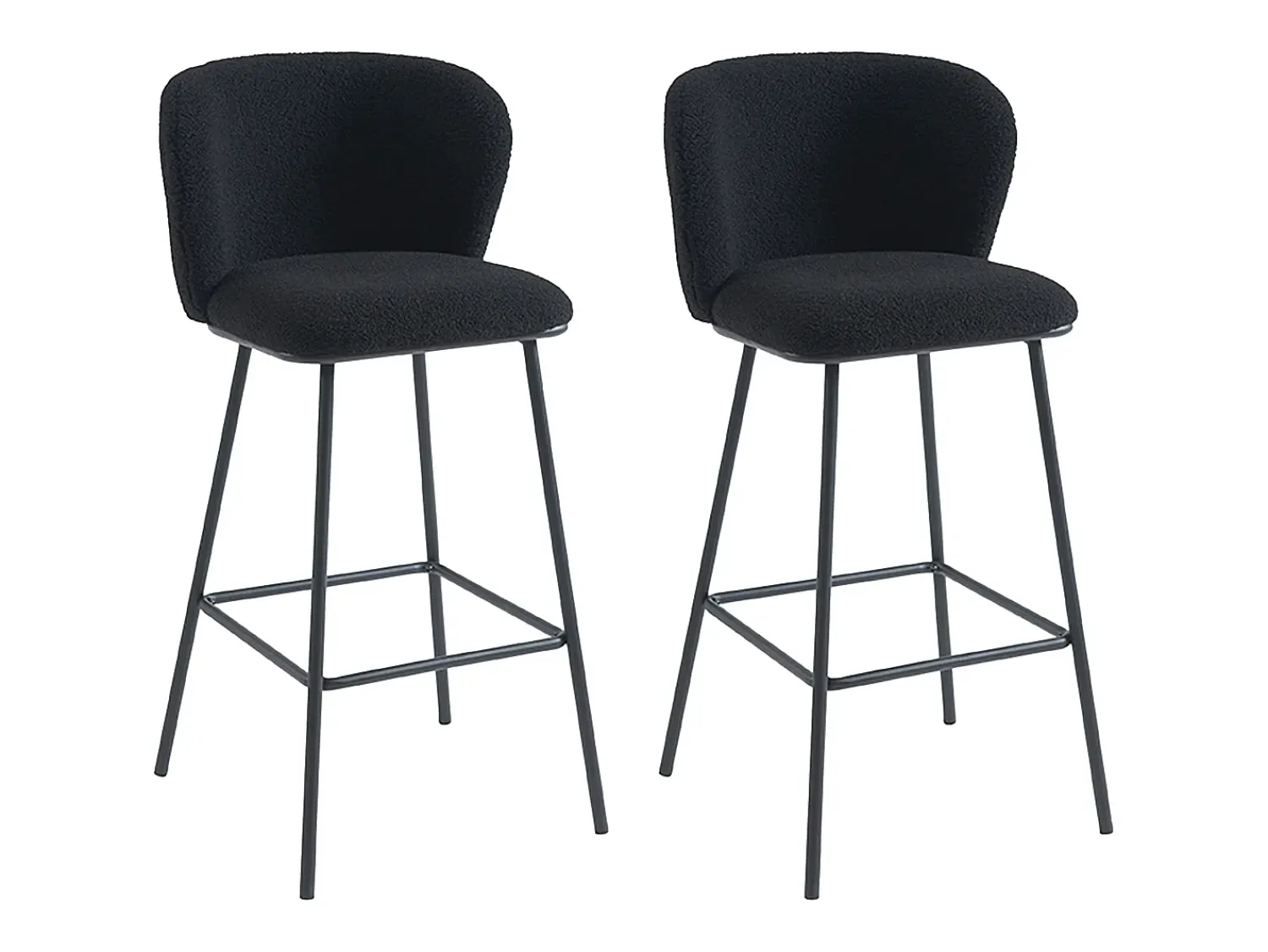 Sale Vente-unique Conjunto de 2 bancos altos em tecido bouclé e metal cor preta - SENORASE Preto