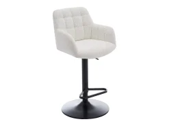Online Vente-unique Conjunto de 2 bancos altos em tecido bouclé e metal, altura ajustável, - PEGA Branco