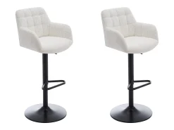 Online Vente-unique Conjunto de 2 bancos altos em tecido bouclé e metal, altura ajustável, - PEGA Branco