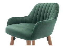 Best Vente-unique Conjunto de 2 bancos altos em veludo e pés em madeira de faia verde-escuro - ELEANA Verde esmeralda