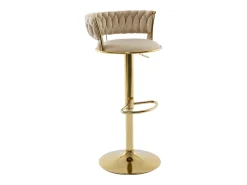 Discount Vente-unique Conjunto de 2 bancos altos em veludo e metal dourado, altura regulável, cor - LOMYA Bege