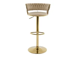 Discount Vente-unique Conjunto de 2 bancos altos em veludo e metal dourado, altura regulável, cor - LOMYA Bege