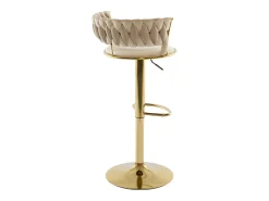 Discount Vente-unique Conjunto de 2 bancos altos em veludo e metal dourado, altura regulável, cor - LOMYA Bege