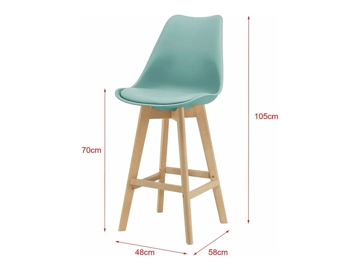 Helloshop26 Conjunto de 4 bancos altos de plástico sintético em faia 105x48x58 cm verde 03_0008719 Bege