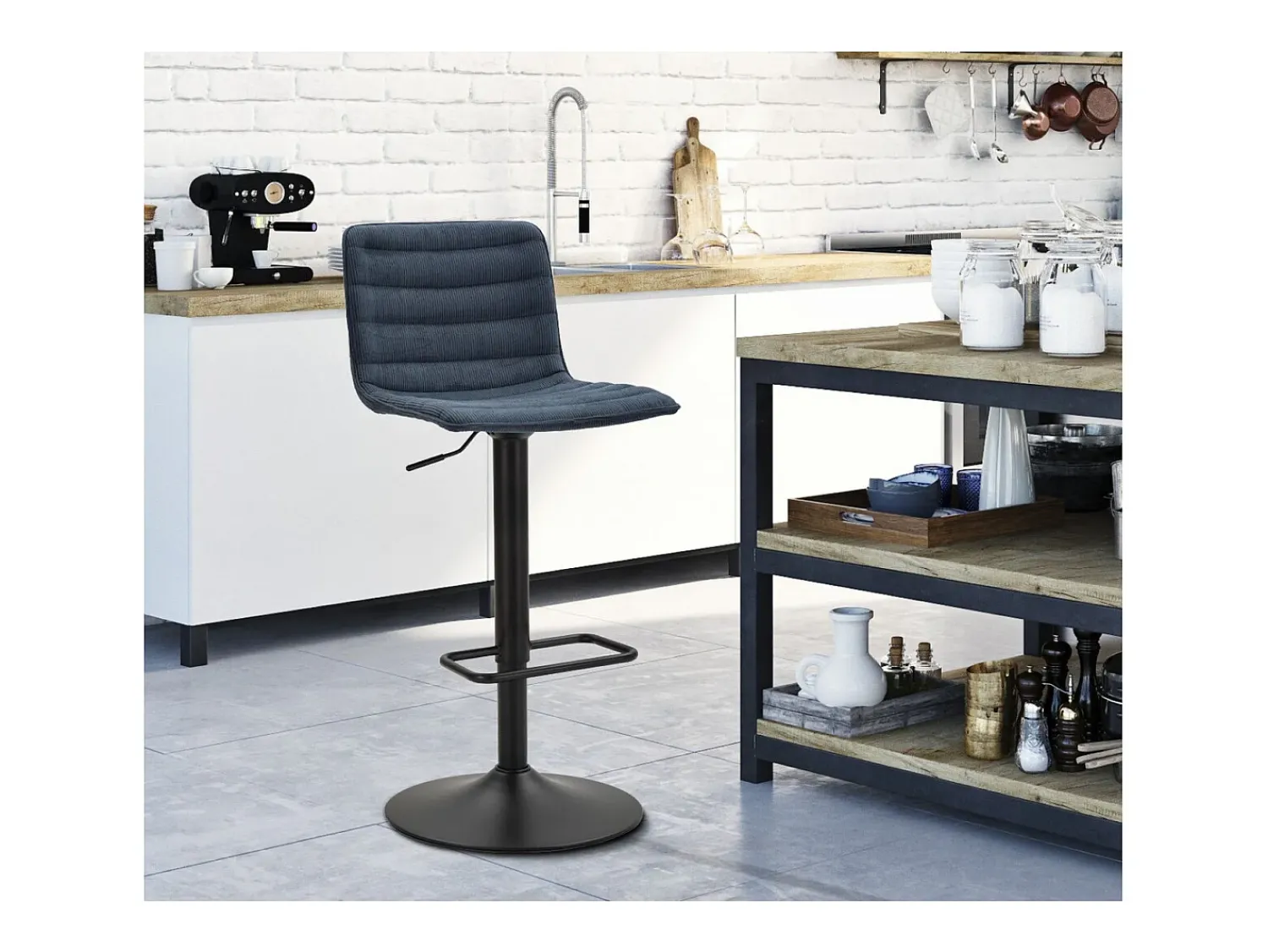Banco| Conjunto de 2 Bancos Altos VKH445, , 43x49,5x85,5 cm, Kendra Home Preto