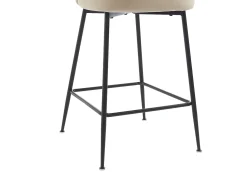 Discount Vente-unique Conjunto de 2 bancos altos veludo e metal preto - - POLPONA de Pascal MORABITO Bege