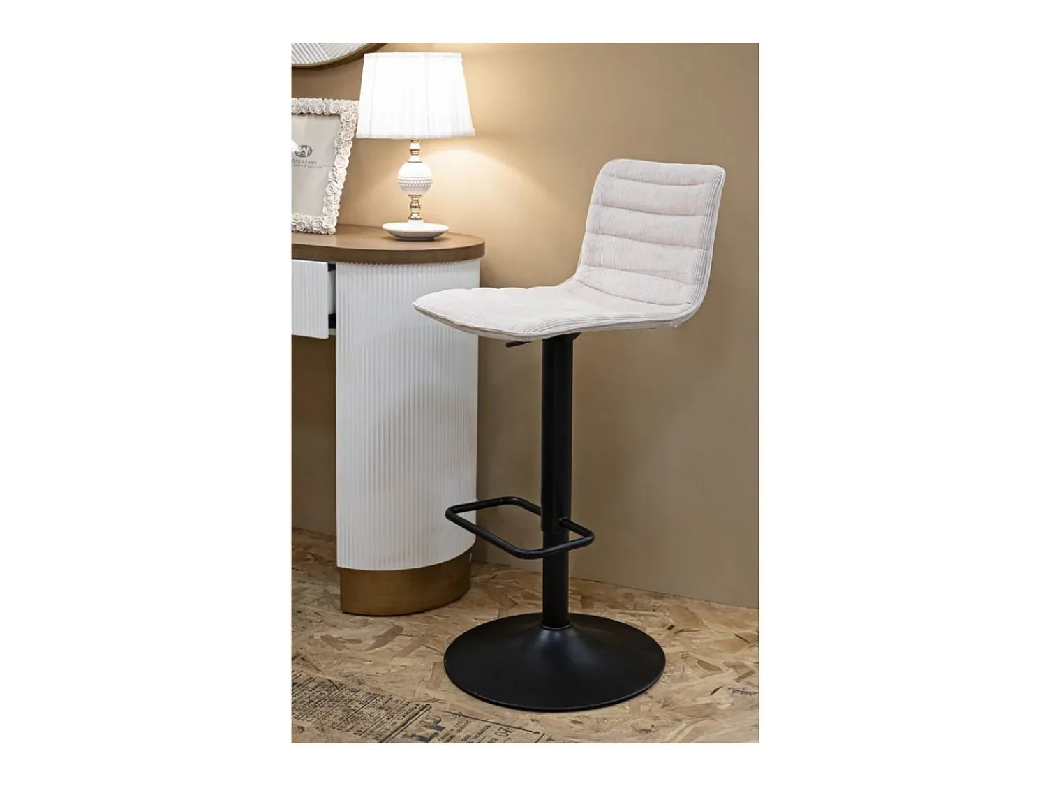 Banco| Conjunto de 2 Bancos Altos VKH444, Branco, 43x49,5x85,5 cm, Kendra Home Preto