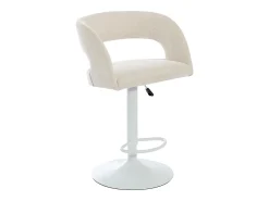 Outlet Vente-unique Conjunto de 2 bancos altos em tecido e metal branco, altura regulável cor - LAJUNIA Creme