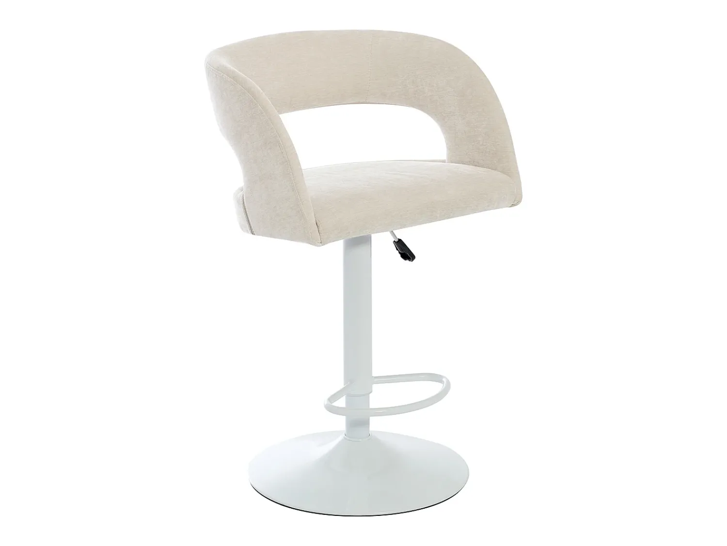 Outlet Vente-unique Conjunto de 2 bancos altos em tecido e metal branco, altura regulável cor - LAJUNIA Creme