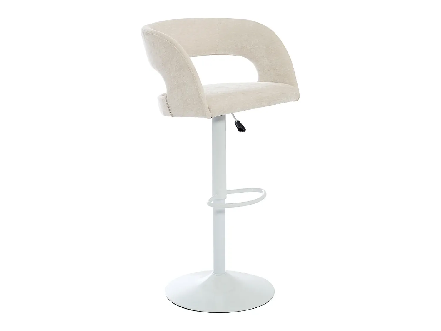 Outlet Vente-unique Conjunto de 2 bancos altos em tecido e metal branco, altura regulável cor - LAJUNIA Creme