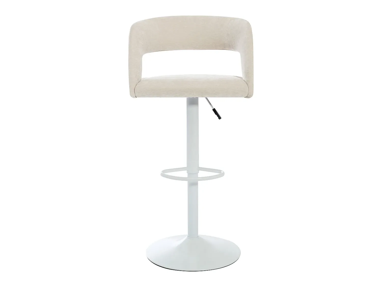 Outlet Vente-unique Conjunto de 2 bancos altos em tecido e metal branco, altura regulável cor - LAJUNIA Creme