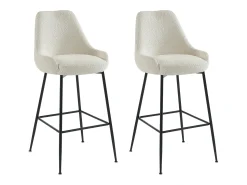 Discount Vente-unique Conjunto de 2 bancos altos em tecido bouclé e metla preto, cor branca - TOYBA Branco