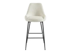 Discount Vente-unique Conjunto de 2 bancos altos em tecido bouclé e metla preto, cor branca - TOYBA Branco