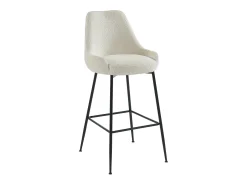Discount Vente-unique Conjunto de 2 bancos altos em tecido bouclé e metla preto, cor branca - TOYBA Branco