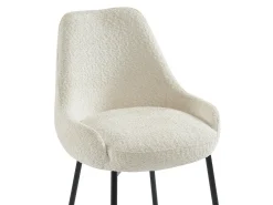 Discount Vente-unique Conjunto de 2 bancos altos em tecido bouclé e metla preto, cor branca - TOYBA Branco