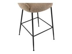 Banco*Vente-unique Conjunto de 2 bancos altos em tecido bouclé e metal preto, cor - TOYBA Taupe