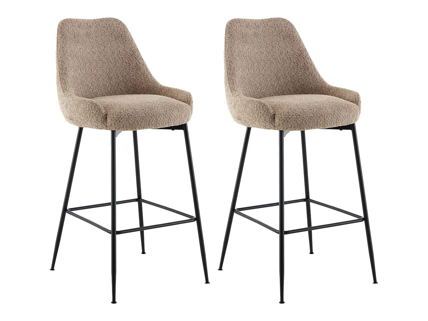 Banco*Vente-unique Conjunto de 2 bancos altos em tecido bouclé e metal preto, cor - TOYBA Taupe