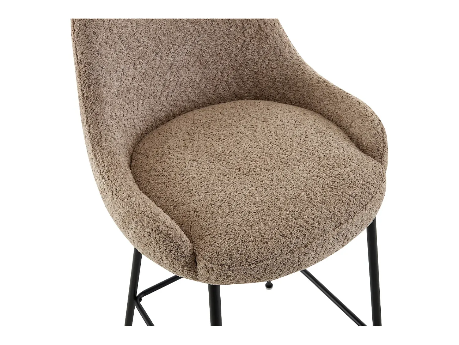 Banco*Vente-unique Conjunto de 2 bancos altos em tecido bouclé e metal preto, cor - TOYBA Taupe