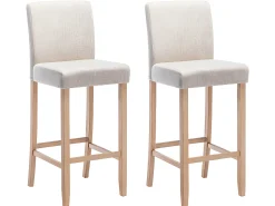 Banco*Vente-unique Conjunto de 2 bancos altos - Tecido - Bege - ROVIGO Creme