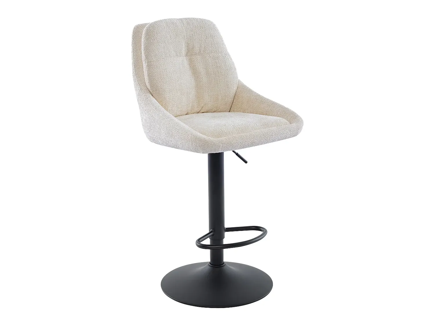 New Vente-unique Conjunto de 2 bancos altos tecido texturizado e metal, altura regulável, - LARANZA Creme