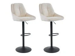 New Vente-unique Conjunto de 2 bancos altos tecido texturizado e metal, altura regulável, - LARANZA Creme