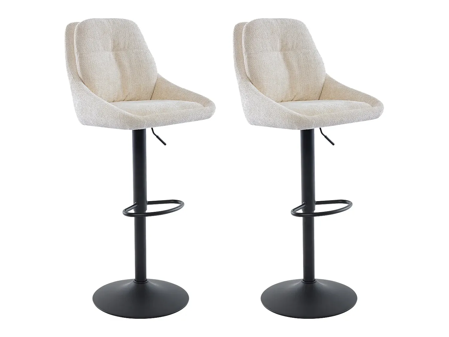 New Vente-unique Conjunto de 2 bancos altos tecido texturizado e metal, altura regulável, - LARANZA Creme