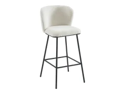 Clearance Vente-unique Conjunto de 2 bancos altos em tecido bouclé e metal cor branca - SENORASE Branco