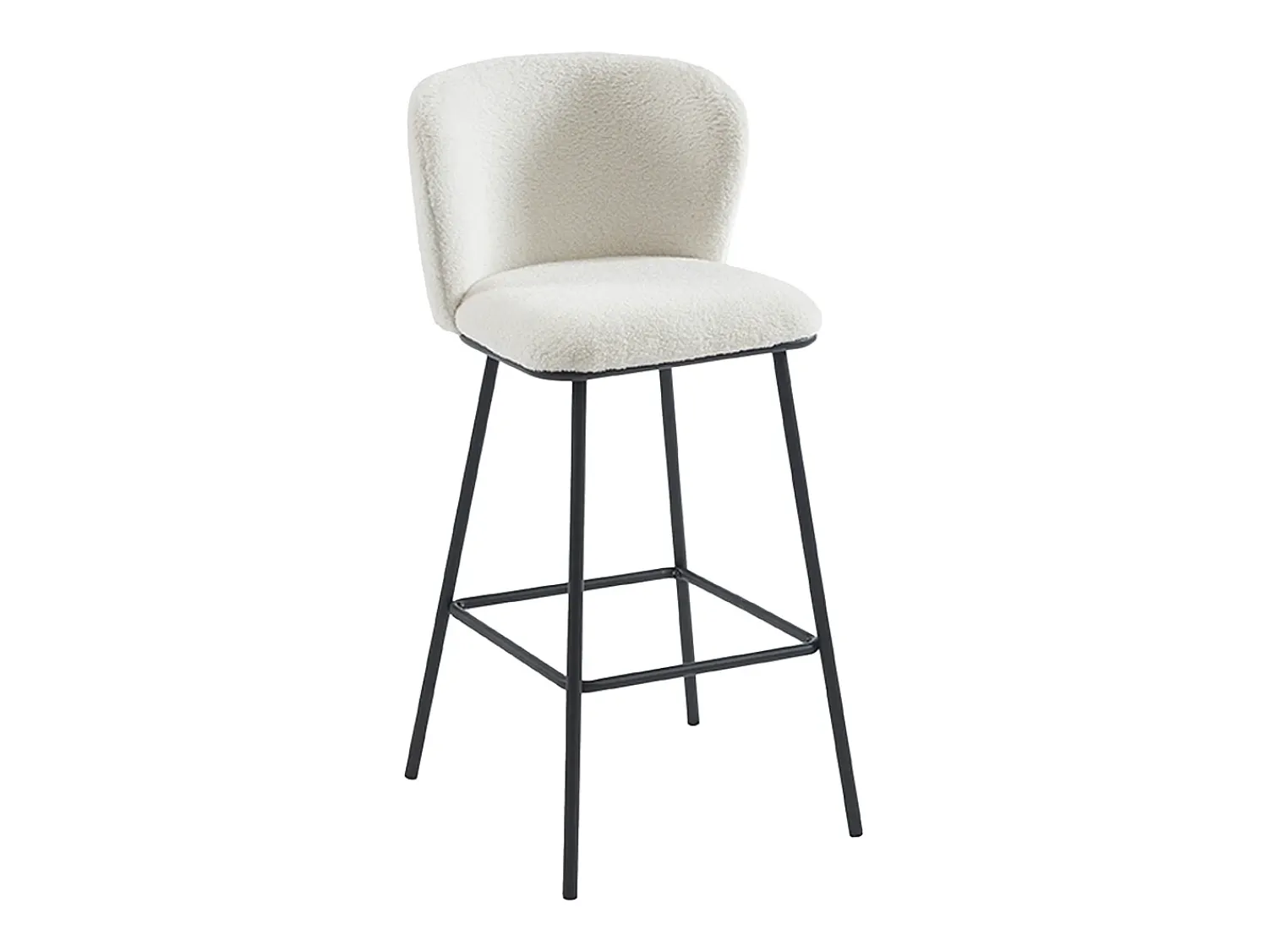 Clearance Vente-unique Conjunto de 2 bancos altos em tecido bouclé e metal cor branca - SENORASE Branco