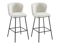 Clearance Vente-unique Conjunto de 2 bancos altos em tecido bouclé e metal cor branca - SENORASE Branco