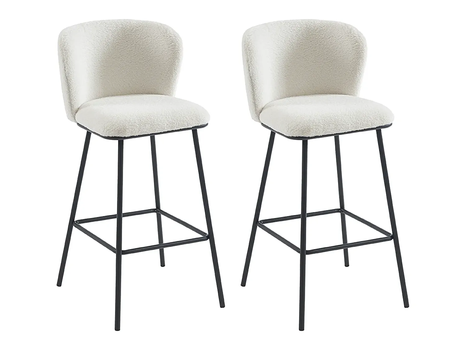 Clearance Vente-unique Conjunto de 2 bancos altos em tecido bouclé e metal cor branca - SENORASE Branco