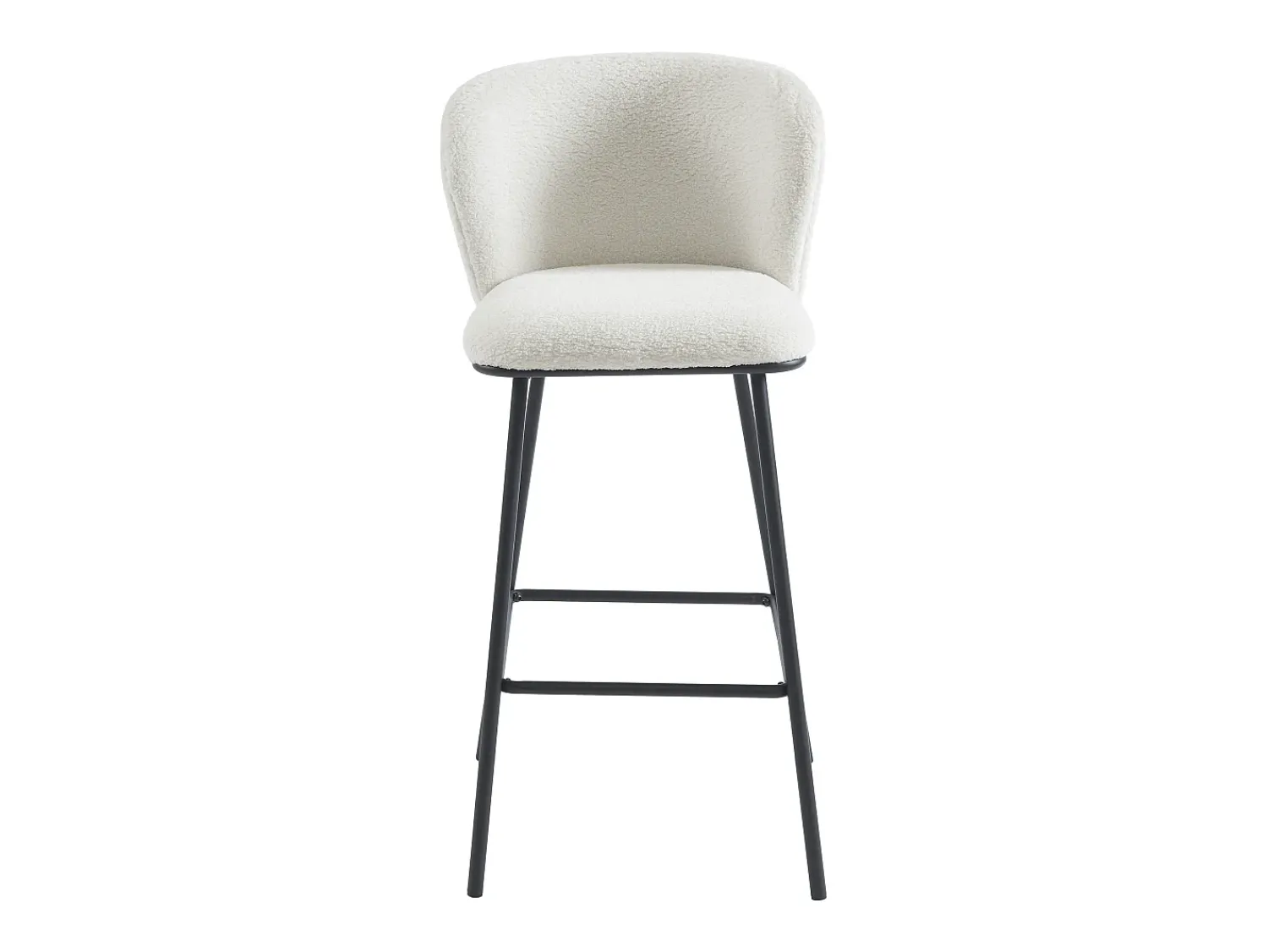 Clearance Vente-unique Conjunto de 2 bancos altos em tecido bouclé e metal cor branca - SENORASE Branco