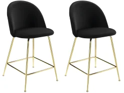 Banco|Vente-unique Conjunto de 2 bancos altos - Veludo e metal dourado - - MELBOURNE Preto