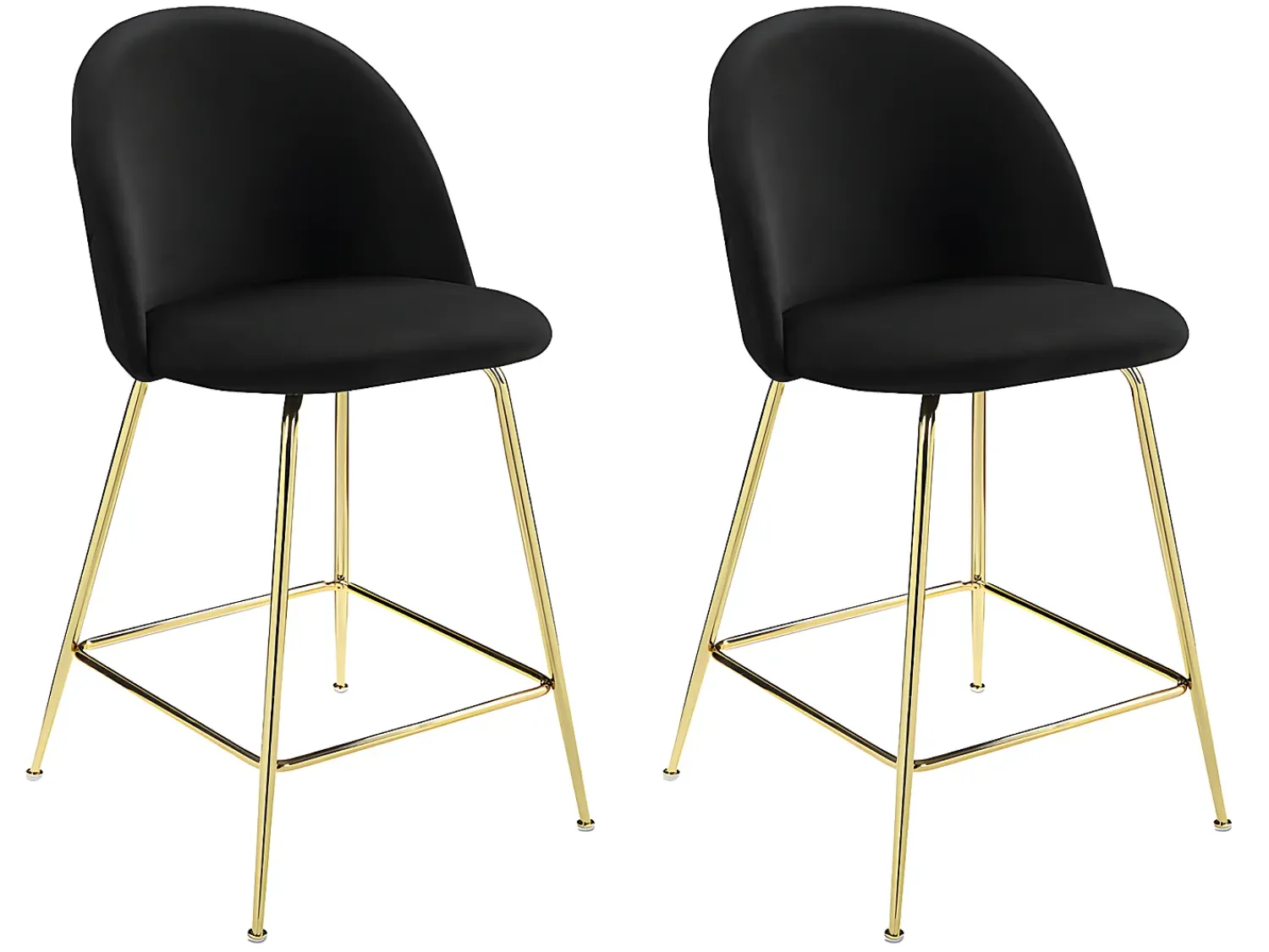 Banco|Vente-unique Conjunto de 2 bancos altos - Veludo e metal dourado - - MELBOURNE Preto