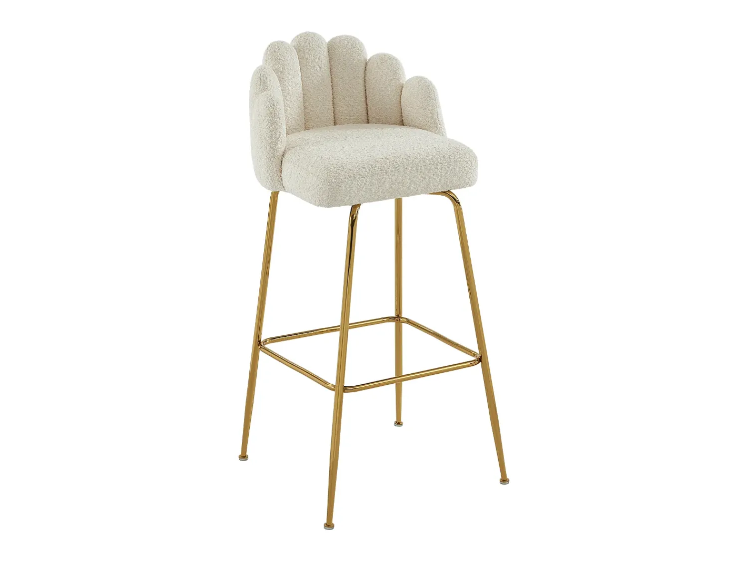 Banco*Vente-unique Conjunto de 2 bancos altos tecido bouclé e metal dourado, cor - ALTINAM Creme