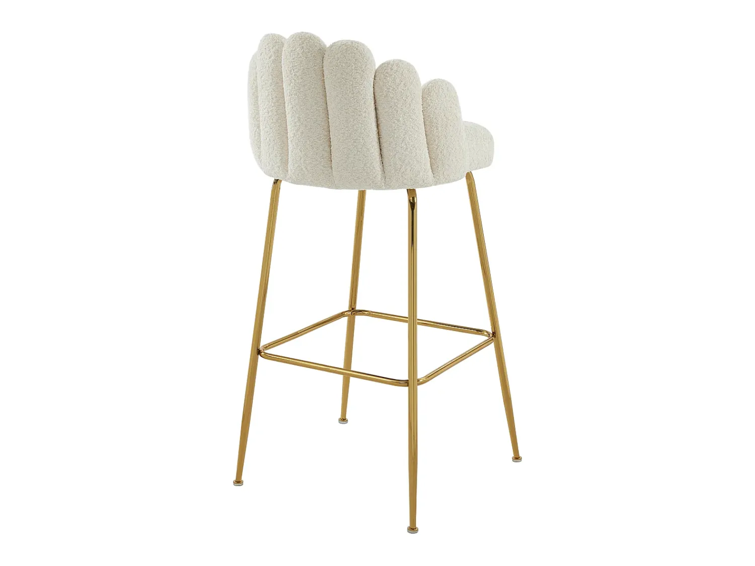 Banco*Vente-unique Conjunto de 2 bancos altos tecido bouclé e metal dourado, cor - ALTINAM Creme