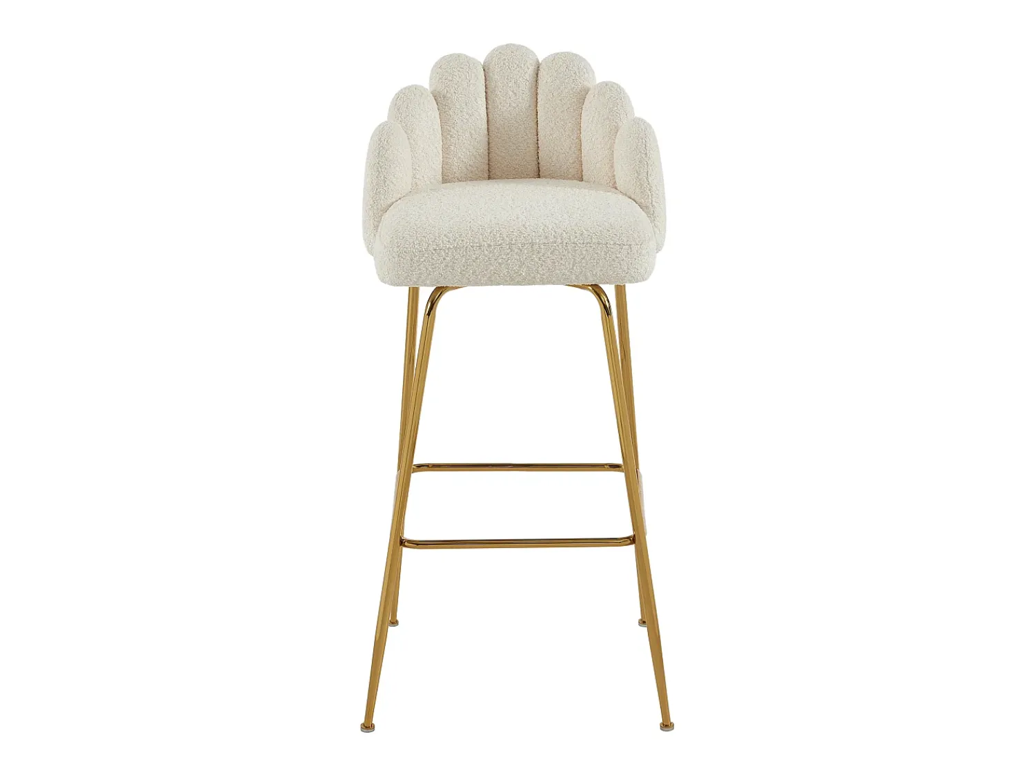 Banco*Vente-unique Conjunto de 2 bancos altos tecido bouclé e metal dourado, cor - ALTINAM Creme