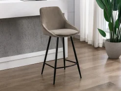 Discount Vente-unique Conjunto de 2 bancos altos - Veludo - - MASURIE Taupe