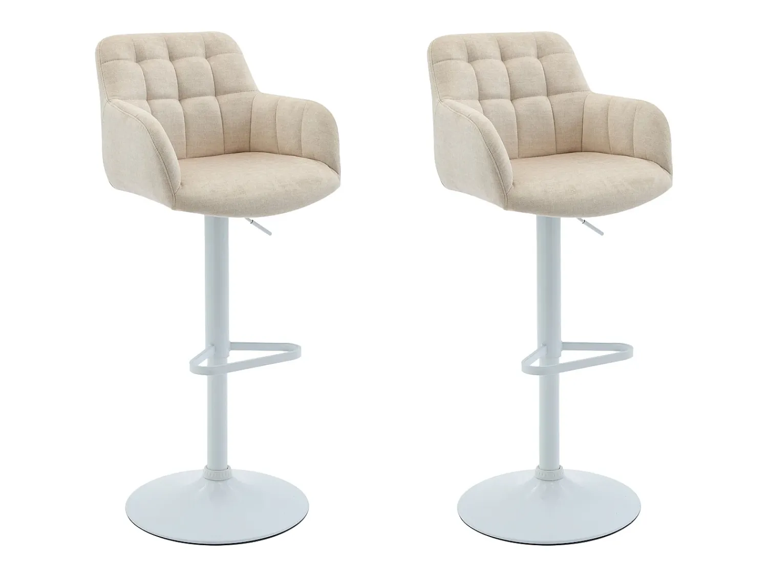 Banco*Vente-unique Conjunto de 2 bancos altos veludo e metal branco, altura ajustável creme - PEGA Creme / Branco