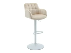 Banco*Vente-unique Conjunto de 2 bancos altos veludo e metal branco, altura ajustável creme - PEGA Creme / Branco