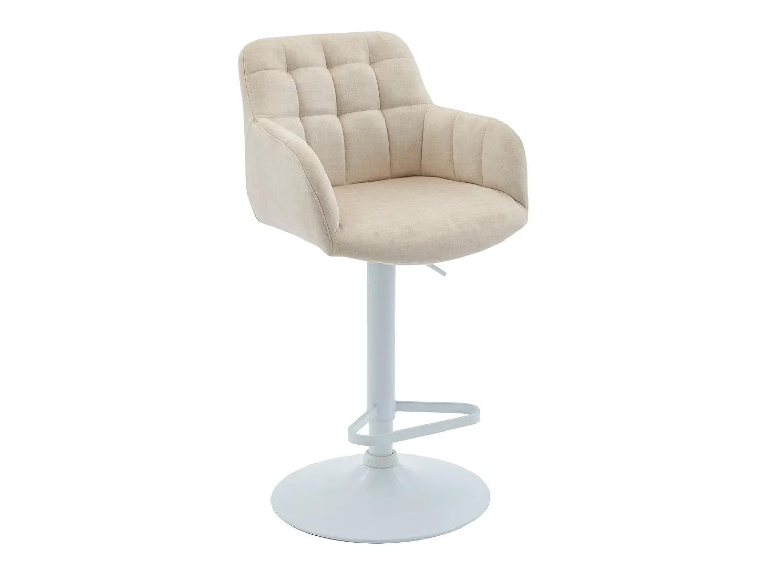 Banco*Vente-unique Conjunto de 2 bancos altos veludo e metal branco, altura ajustável creme - PEGA Creme / Branco