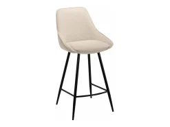 Banco*Vente-unique Conjunto de 2 bancos altos, veludo canelado e metal preto - - MASURIE Creme