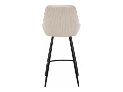 Banco*Vente-unique Conjunto de 2 bancos altos, veludo canelado e metal preto - - MASURIE Creme