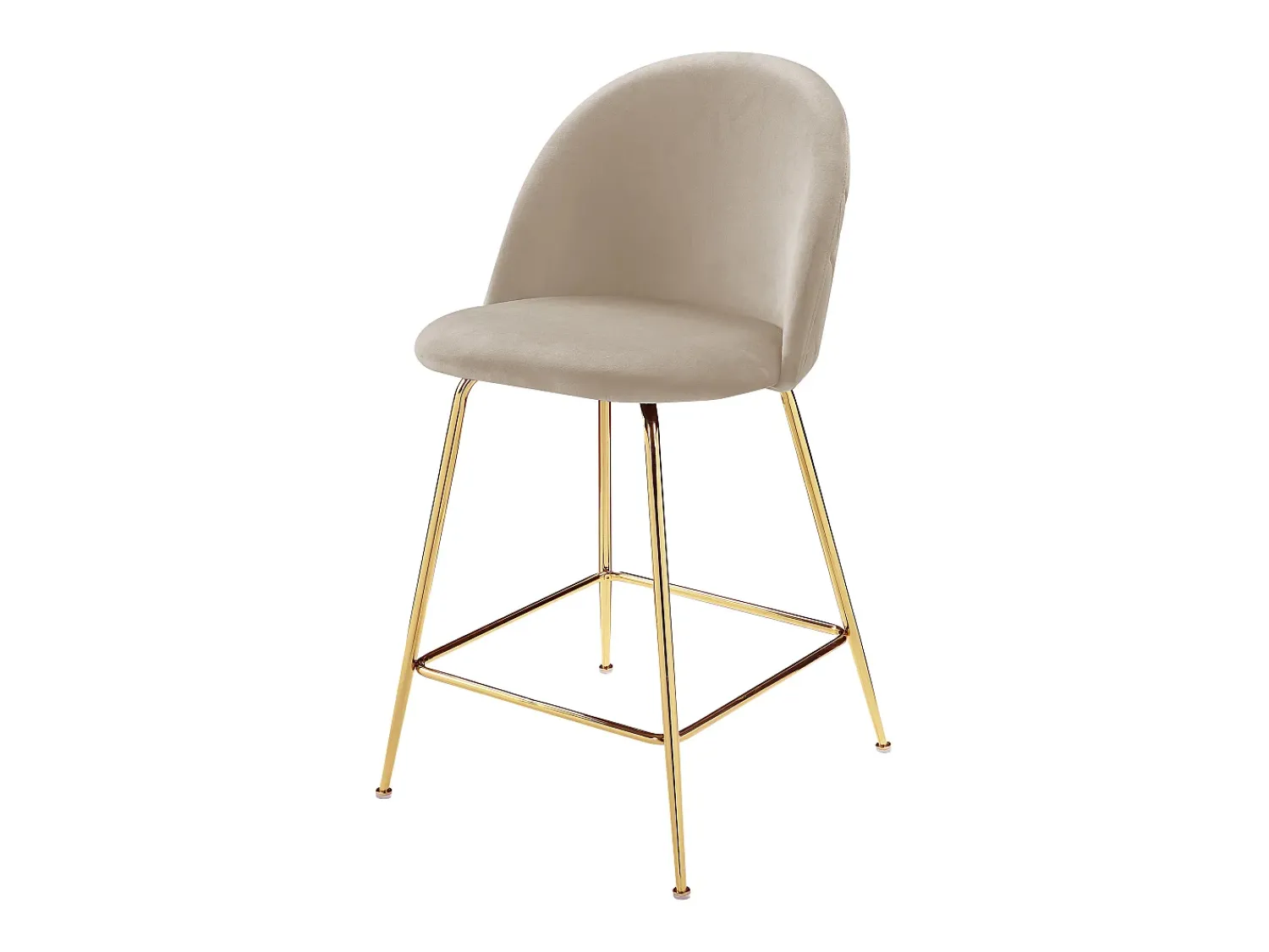 Discount Vente-unique Conjunto de 2 bancos altos - Veludo e metal dourado - - MELBOURNE Bege