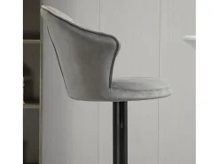 Discount Conjunto de 2 bancos altos giratórios, com altura ajustável, com encosto, toque de veludo, cinza, sem braços Cinzento